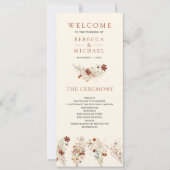 Terracotta Floral Wildflower Cream Wedding Program (Voorkant)
