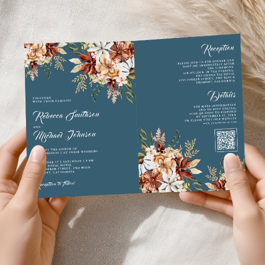 Terracotta Floral Wildflower Dusty Blue Wedding