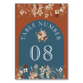 Terracotta Floral Wildflower Dusty Blue Wedding Kaart (Achterkant)