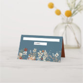 Terracotta Floral Wildflower Dusty Blue Wedding Plaatskaartje (Voorkant)