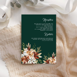 Terracotta Floral Wildflower Emerald Green Wedding Informatiekaartje
