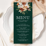 Terracotta Floral Wildflower Emerald Green Wedding Menu<br><div class="desc">Elegant menu met prachtige rustieke wilde bloemen en moderne typografie.</div>