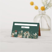 Terracotta Floral Wildflower Emerald Green Wedding Plaatskaartje (Voorkant)