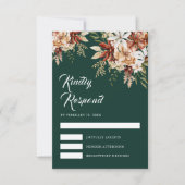 Terracotta Floral Wildflower Emerald Green Wedding RSVP Kaartje (Voorkant)