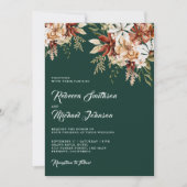 Terracotta Floral Wildflower Emerald Wedding Kaart (Voorkant)