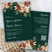 Terracotta Floral Wildflower Emerald Wedding Kaart