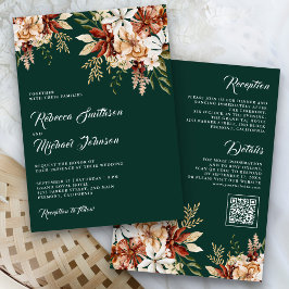 Terracotta Floral Wildflower Emerald Wedding Kaart