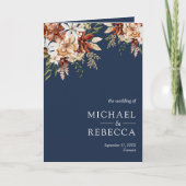 Terracotta Floral Wildflower Navy Blue Wedding (Voorkant)
