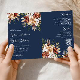 Terracotta Floral Wildflower Navy Blue Wedding