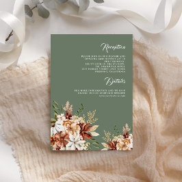 Terracotta Floral Wildflower Sage Green Wedding Informatiekaartje