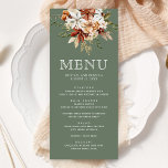 Terracotta Floral Wildflower Sage Green Wedding Menu<br><div class="desc">Elegant menu met prachtige rustieke wilde bloemen en moderne typografie.</div>