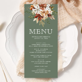 Terracotta Floral Wildflower Sage Green Wedding Menu