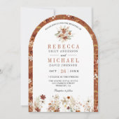 Terracotta Floral Wildflower White Arch Wedding Kaart (Voorkant)