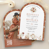 Terracotta Floral Wildflower White Arch Wedding Kaart