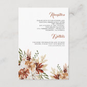 Terracotta Floral Wildflower White Wedding Details Informatiekaartje (Voorkant)