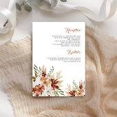 Terracotta Floral Wildflower White Wedding Details Informatiekaartje