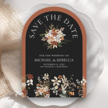 Terracotta Floral Wildflower Zwarte Trouwfoto