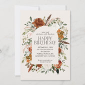 Terracotta florale botanische verjaardag moderne r kaart (Voorkant)