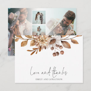 Terracotta Florals 5 Foto Wedding Love Bedankt Notitiekaartje