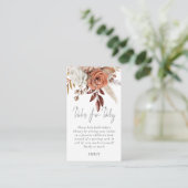 Terracotta Florals boeken voor Baby shower Informatiekaartje (Staand voorkant)