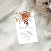 Terracotta Florals boeken voor Baby shower Informatiekaartje