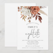 Terracotta Florals E8tieth Birthday Party Kaart (Voorkant / Achterkant)