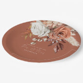 Terracotta Florals feliciteert Mr. Mrs. Rust Weddi Papieren Bordje (Gekanteld)