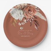 Terracotta Florals feliciteert Mr. Mrs. Rust Weddi Papieren Bordje (Voorkant)