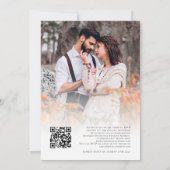 Terracotta Florals Foto Overlay QR Code Bruiloft Kaart (Achterkant)