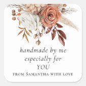 Terracotta Florals Handgemaakt speciaal voor jou Vierkante Sticker (Voorkant)