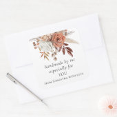 Terracotta Florals Handgemaakt speciaal voor jou Vierkante Sticker (Envelop)