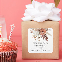 Terracotta Florals Handgemaakt speciaal voor jou Vierkante Sticker