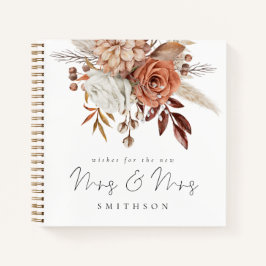 Terracotta Florals Lesbian Wedding Guest Book Notitieboek