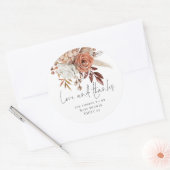 Terracotta Florals Liefde Bedankt Baby shower Ronde Sticker (Envelop)