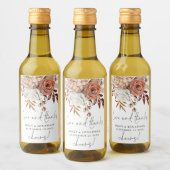 Terracotta Florals Love Bedankt Name Date Wedding Wijn Etiket (Flessen)