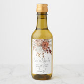 Terracotta Florals Love Bedankt Name Date Wedding Wijn Etiket (Voorkant)