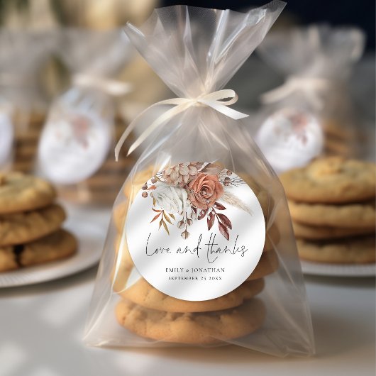 Terracotta Florals Love Bedankt Wedding Ronde Sticker