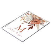 Terracotta Florals Monogram Initiaal Naam Notitieboek (Linkerzijde)