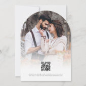 Terracotta Florals Photo QR Code Wedding Arch Kaart (Achterkant)