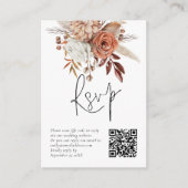 Terracotta Florals QR Code Bruiloft RSVP Kaart (Voorkant)