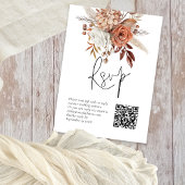 Terracotta Florals QR Code Bruiloft RSVP Kaart