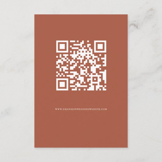 Terracotta Florals QR Code Roest Bruiloft Details Informatiekaartje (Achterkant)