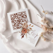Terracotta Florals QR Code Script Bruiloft RSVP Informatiekaartje