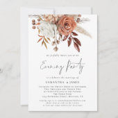 Terracotta Florals QR Code Wedding Evening Party Kaart (Voorkant)