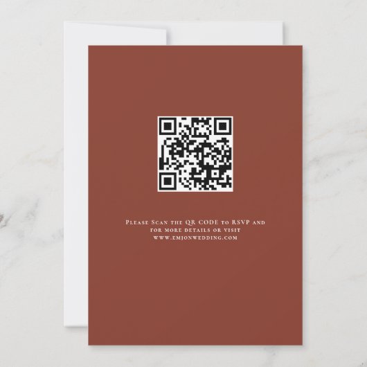 Terracotta Florals QR Code Wedding Evening Party Kaart (Achterkant)