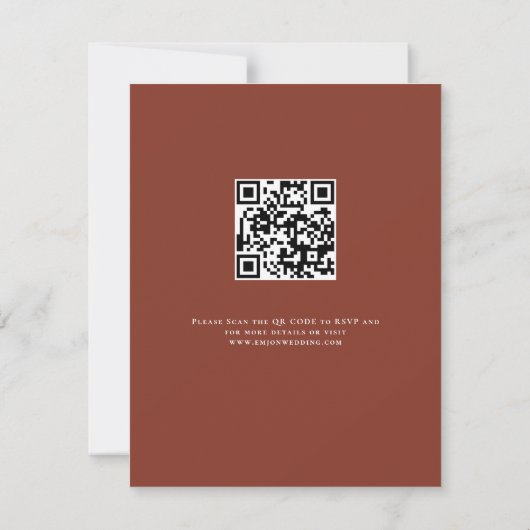 Terracotta Florals QR Code Wedding Evening Party Kaart (Achterkant)