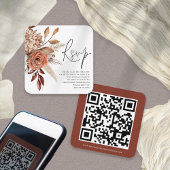 Terracotta Florals Script QR Code Weddenschap RSVP Informatiekaartje