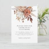 Terracotta Florals Thumbprint Gastenboek signcard Kaart (Staand voorkant)