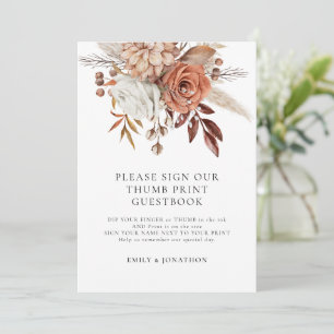 Terracotta Florals Thumbprint Gastenboek signcard Kaart