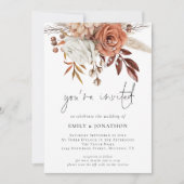 Terracotta Florals u wordt uitgenodigd QR Code Wed Kaart (Voorkant)